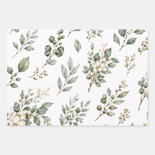 Papel de regalo elegante de eucalipto botánico (Anverso)