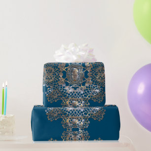 Papel De Regalo Elegante de feriado aristocrático de Monograma Ble