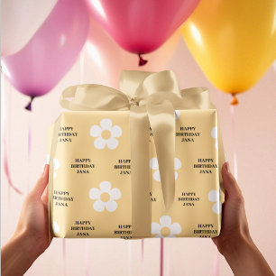 Papel De Regalo Elegante Día de Aniversario Alegre Amarillo