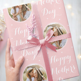 Papel De Regalo Elegante Día de la Madre Foto Personalizada Rosa