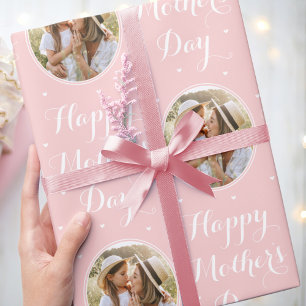 Papel De Regalo Elegante Día de la Madre Foto Personalizada Rosa