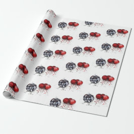 Papel De Regalo Elegante Diamante y Ornamentos de Navidad Rojo