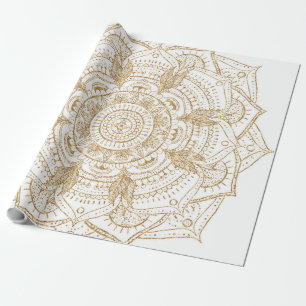 Papel De Regalo Elegante diseño de manada blanca y dorada