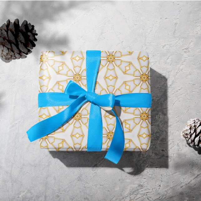 Papel De Regalo Elegante diseño marfil y estrella de oro (Stunning Start Light Gold and Ivory Christmas Wrapping Paper)