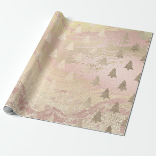 Papel De Regalo Elegante diseño moderno de árbol de Navidad rosa