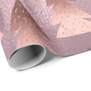 Papel De Regalo Elegante diseño moderno de árbol de Navidad rosa
