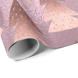 Papel De Regalo Elegante diseño moderno de árbol de Navidad rosa