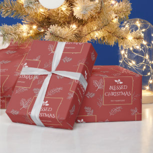 Papel De Regalo Elegante e simple invierno blanco deja rojo