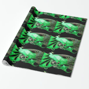 PAPEL DE REGALO ELEGANTE EMERALD GREEN PEACOCK JEWEL Y GEM STONES