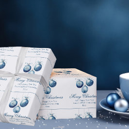 Papel De Regalo Elegante empresa de adornos de Navidad azules