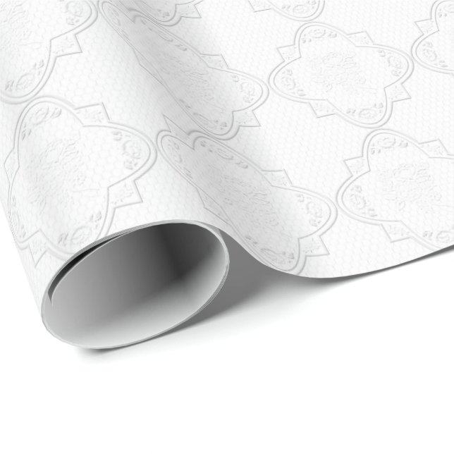 Papel De Regalo Elegante encaje blanco (Esquina del rollo)