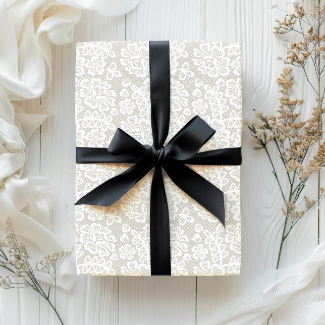 Papel De Regalo Elegante encaje blanco (Elegant White Lace Wrapping Paper)