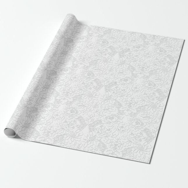 Papel De Regalo Elegante encaje blanco (Desenrollado)