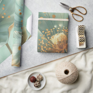 Papel De Regalo Elegante envoltura de boda de oro y amapola esmera