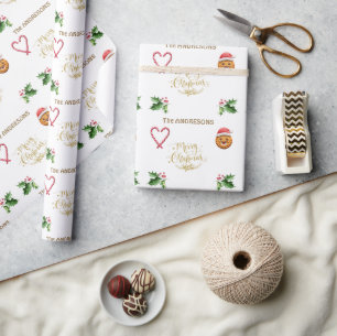 Papel De Regalo Elegante escritura navideña Candy Funny Cookie