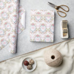 Papel De Regalo Elegante Escudo de Novias Florales<br><div class="desc">Este elegante escudo de acuarela aporta un toque sofisticado a este envolvimiento de regalo. Personalice este diseño con un primer escudo. Los colores son azul claro,  rosa y gris.</div>