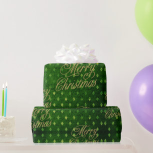Papel De Regalo Elegante esmeralda vintage damasco de Navidad en l
