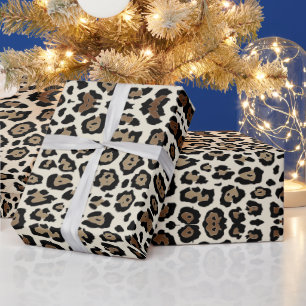 Papel De Regalo Elegante estampado de leopardo marrón blanco antig