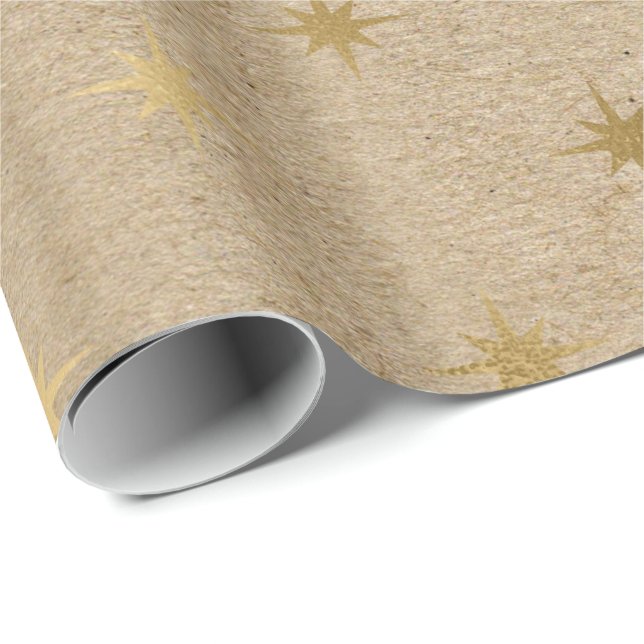 Papel De Regalo Elegante estampado de Navidades dorados amarillos (Esquina del rollo)