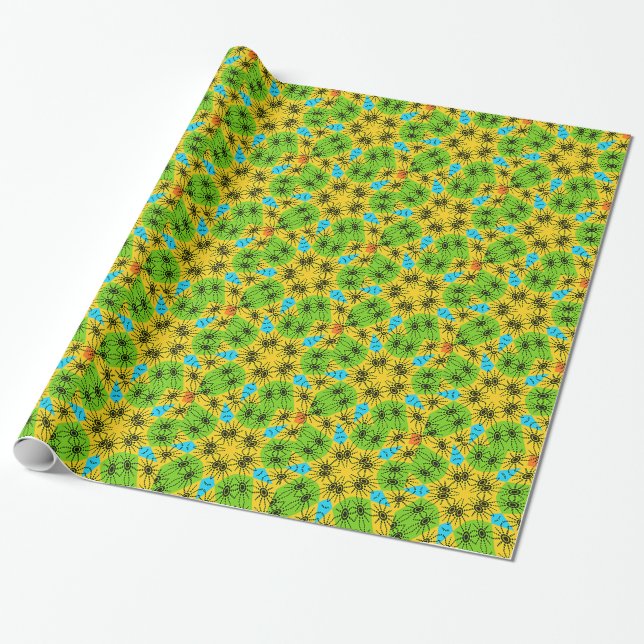 Papel De Regalo Elegante estilo araña de inspiración africana (Desenrollado)