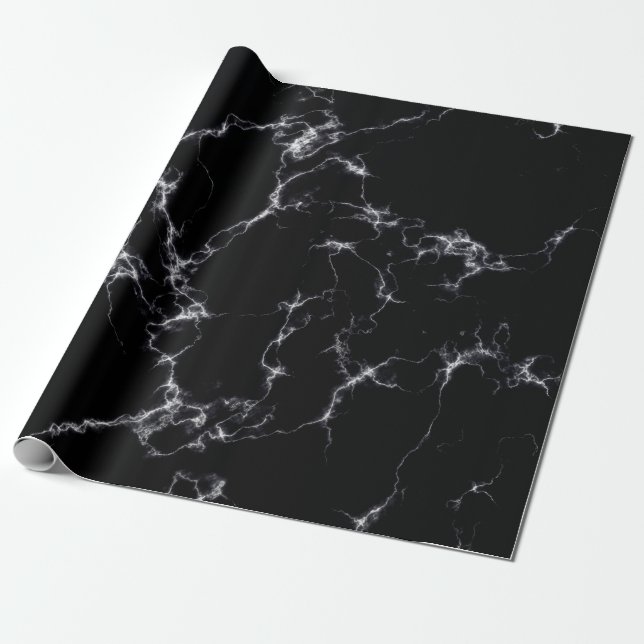 Papel De Regalo Elegante estilo de mármol4 - Blanco y negro (Desenrollado)
