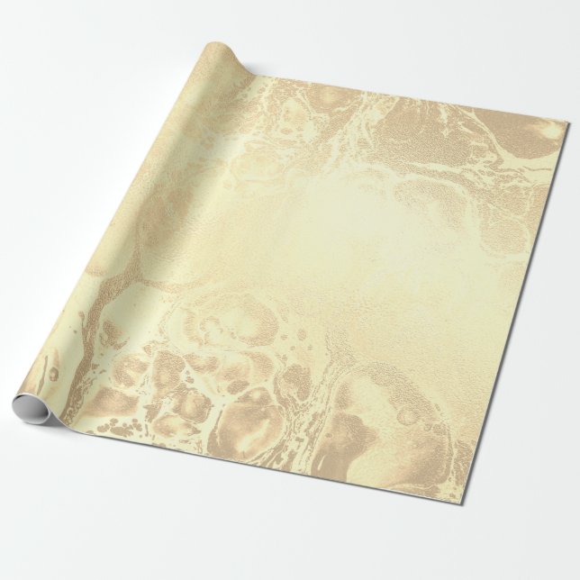 Papel De Regalo Elegante estilo de mármol dorado  (Desenrollado)