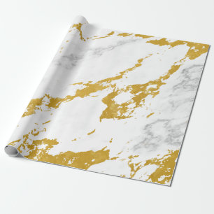 Papel De Regalo Elegante estilo mármol6 - Oro y blanco