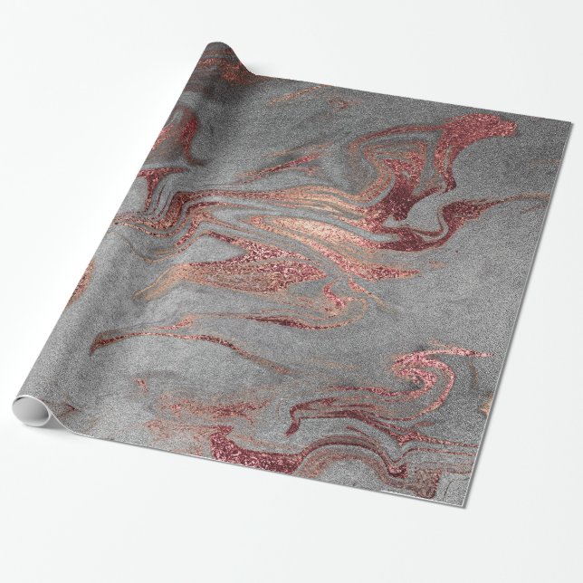 Papel De Regalo Elegante estilo moderno de cobre rosa de mármol do (Desenrollado)