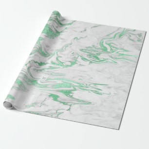 Papel De Regalo Elegante estilo moderno de mármol blanco y verde