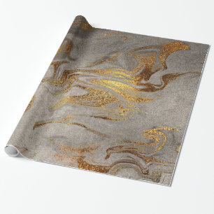 Papel De Regalo Elegante estilo moderno de mármol dorado plateado