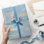 Papel De Regalo Elegante estilo moderno de mármol dorado y azul<br><div class="desc">Bonito diseño de mármol azul y dorado.</div>