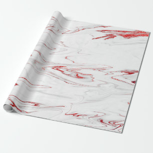 Papel De Regalo Elegante estilo moderno de mármol rojo y blanco