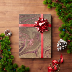 Papel De Regalo Elegante estilo moderno de mármol rosa de cobre do