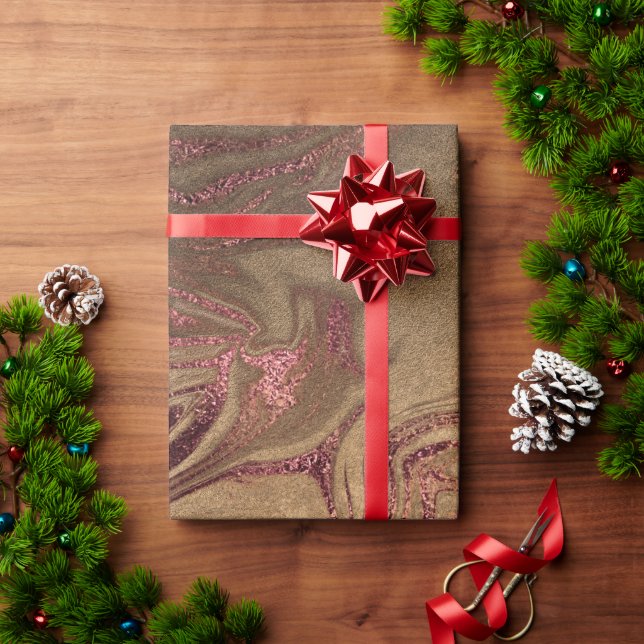 Papel De Regalo Elegante estilo moderno de mármol rosa de cobre do (Regalo de vacaciones)