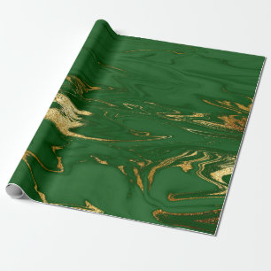 Papel De Regalo Elegante estilo moderno dorado y mármol verde
