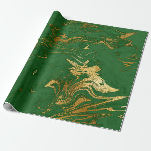 Papel De Regalo Elegante estilo moderno dorado y mármol verde