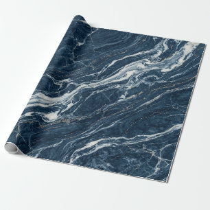 Papel De Regalo Elegante Estilo Moderno Remolino de Canica Azul