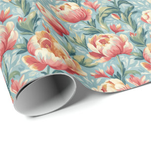 Papel De Regalo Elegante estilo victoriano Floral Peonies Tulips