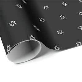 Papel De Regalo Elegante estrella blanca negra de David patrón mod