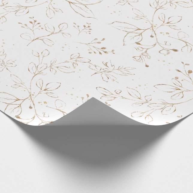 Papel De Regalo Elegante Eucalyptus deja Bonito de oro falso (Esquina)