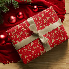 Papel De Regalo Elegante Faux Fa la Script Tipografía Oro y Blanco