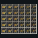 Papel De Regalo Elegante, Faux Gold 18th Birthday   Nombre persona<br><div class="desc">Este sencillo y elegante diseño de papel de embalaje presenta un mensaje personalizado como "ANameHere's 18th Birthday" (con el "18th" con un aspecto de color falso/imitación dorado) dentro de un área cuadrada de color negro con un simple contorno de borde. El nombre se encuentra en un texto elegante de color...</div>