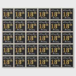 Papel De Regalo Elegante, Faux Gold 18th Birthday + Nombre persona