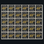 Papel De Regalo Elegante, Faux Gold 40th Birthday   Nombre persona<br><div class="desc">Este sencillo y elegante diseño de papel de envoltura presenta un mensaje personalizado como "NameHere's 40th Birthday" (con el "40th" con un aspecto de color falso/imitación dorado) dentro de un área cuadrada de color negro con un simple contorno de borde. El nombre se encuentra en un texto elegante de color...</div>