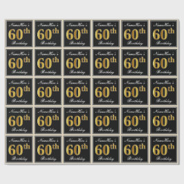 Papel De Regalo Elegante, Faux Gold 60th Birthday + Nombre persona