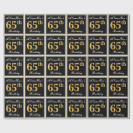Papel De Regalo Elegante, Faux Gold 65th Birthday + Nombre persona