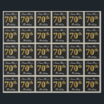 Papel De Regalo Elegante, Faux Gold 70th Birthday   Nombre persona<br><div class="desc">Este sencillo y elegante diseño de papel de envoltura presenta un mensaje personalizado como "Cumpleaños 70 de la marca Name-Here" (con el 70% de color de imitación o imitación de oro) dentro de un área cuadrada de color negro con un sencillo contorno de borde. El nombre se encuentra en un...</div>