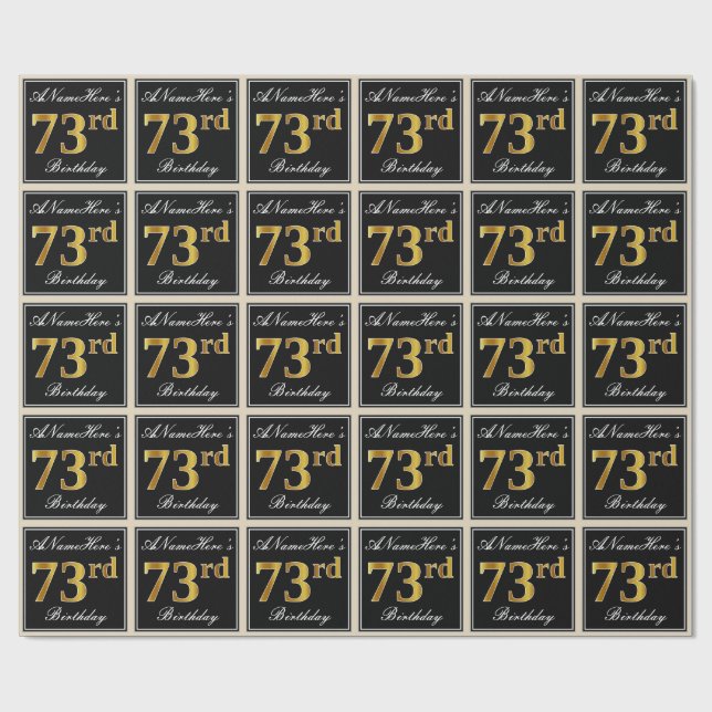 Papel De Regalo Elegante, Faux Gold 73 cumpleaños + nombre persona (Superficie plana)