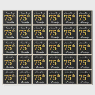 Papel De Regalo Elegante, Faux Gold 75 cumpleaños + nombre person