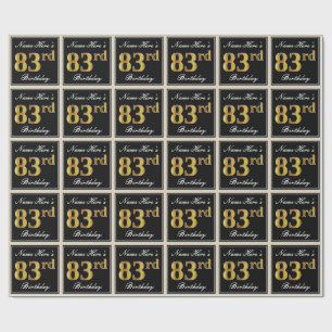 Papel De Regalo Elegante, Faux Gold 83rd Birthday + Nombre persona